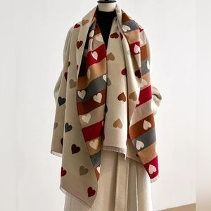 Heart Pattern Warm Scarf